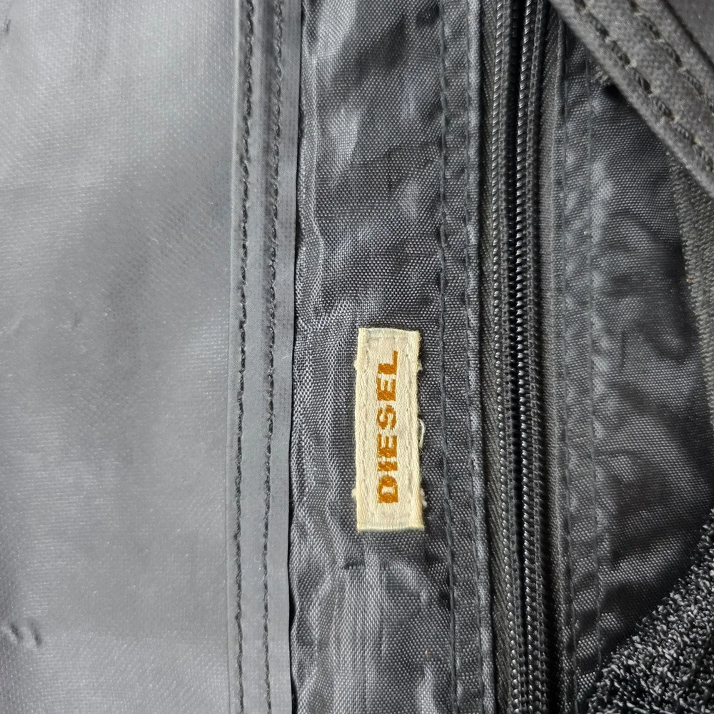 Y2K Diesel Black Nylon Messenger Bag Tonal Logo Utility Crossbody Adj Strap